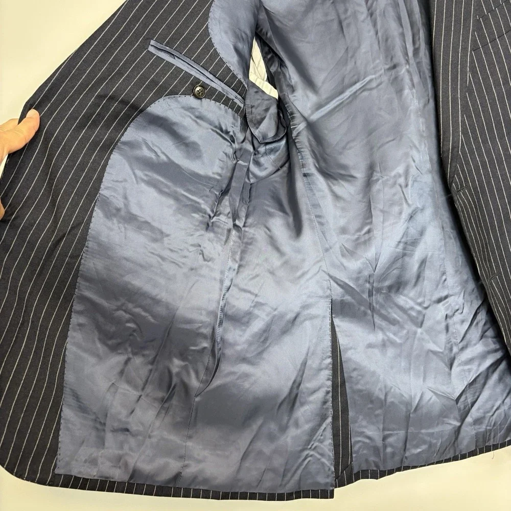 Suitsupply Men's Sienna Reda Super 130s Wool Sport Coat Sz 38R Navy Striped